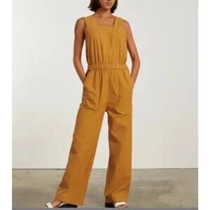 Everlane The Fatigue Apron Jumpsuit Amber Gold Cotton Linen Blend Size 10